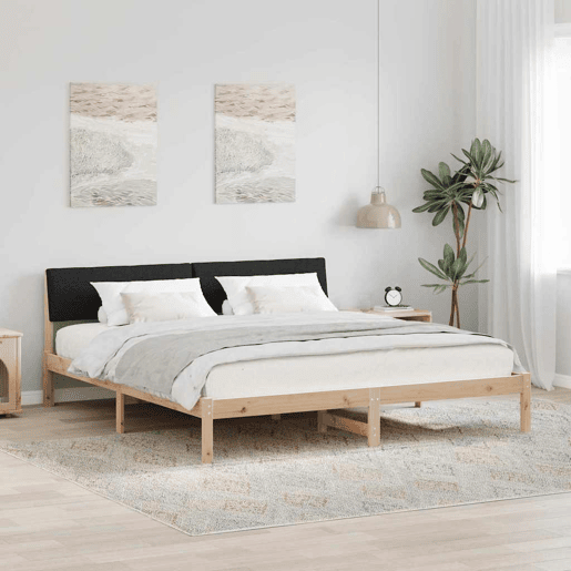 Estrutura da Cama de casal simple com cabeceira Castanho e preto 180 x 200 cm
