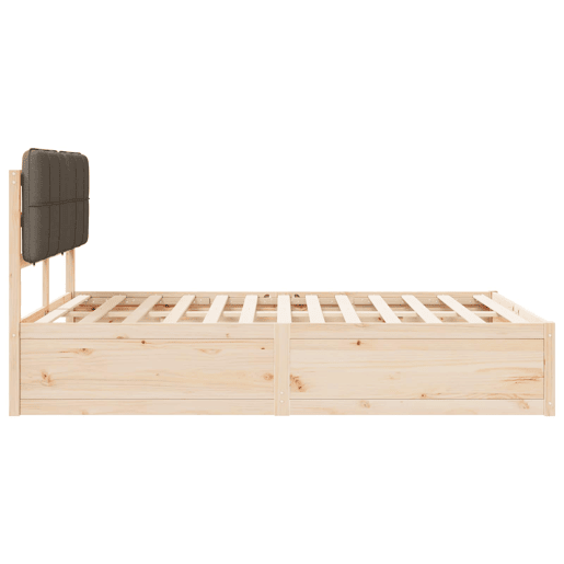 Estrutura de Cama de casal moderno com Cabeceira Estofada Cinzento-acastanhado