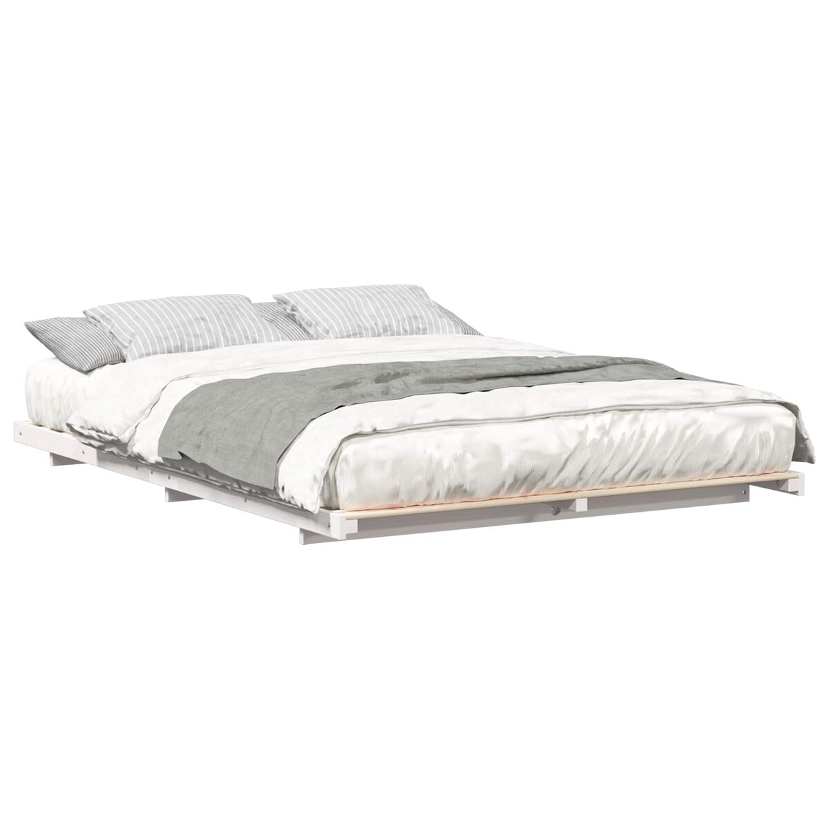 Estructura de cama matrimonial moderno - blanco 140 x 220 cm madera maciza de pino