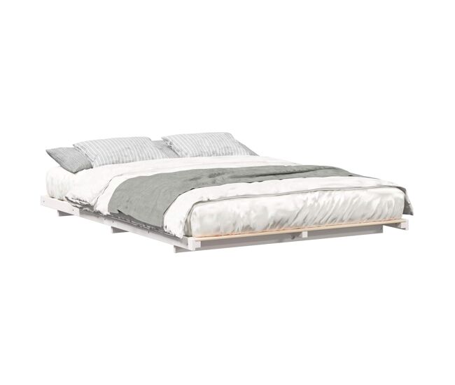 Estructura de cama matrimonial moderno - blanco 140 x 220 cm madera maciza de pino