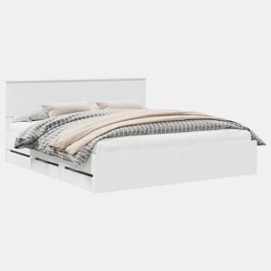 Estrutura De Cama De Casal Moderno - Branco 180 x 200 cm Madeira de Engenharia