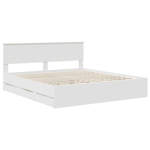 Estrutura De Cama De Casal Moderno - Branco 180 x 200 cm Madeira de Engenharia