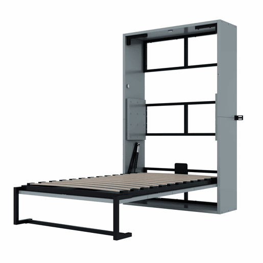 Cama dobrável Murphy de parede 90x200 - estrutura metálica e painel de madeira, fixação à parede com sistema de bloqueio, robusta e silenciosa, multifuncional - cinzenta Cama dobrável Murphy de parede 90x200 - estrutura metálica e painel de madeira, fixação à parede com sistema de bloqueio, robusta e silenciosa, multifuncional - cinzenta