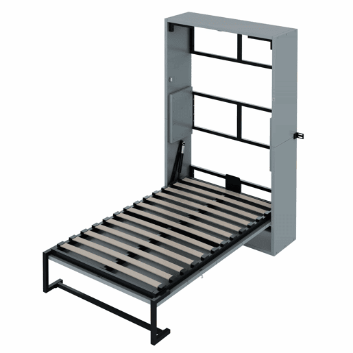 Cama dobrável Murphy de parede 90x200 - estrutura metálica e painel de madeira, fixação à parede com sistema de bloqueio, robusta e silenciosa, multifuncional - cinzenta Cama dobrável Murphy de parede 90x200 - estrutura metálica e painel de madeira, fixação à parede com sistema de bloqueio, robusta e silenciosa, multifuncional - cinzenta
