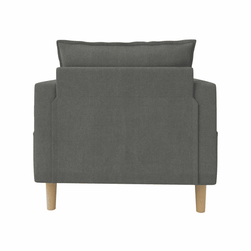Poltrona de lazer de 1 lugar - com bolsa de arrumação e almofada confortável, estilo nórdico para recantos de leitura - cinzento chenille