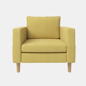 Poltrona de lazer de 1 lugar - com bolso de arrumação e almofada confortável, ideal para interiores de estilo nórdico e recantos de leitura - amarelo mostarda (chenille)