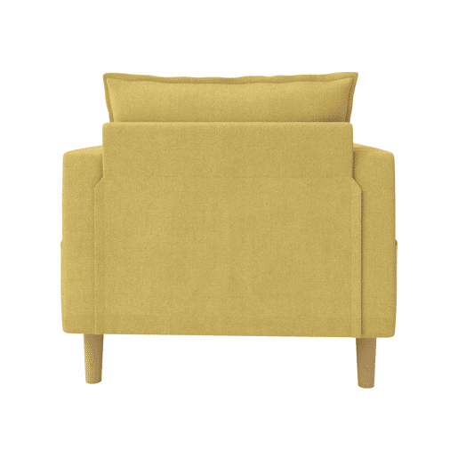 Poltrona de lazer de 1 lugar - com bolso de arrumação e almofada confortável, ideal para interiores de estilo nórdico e recantos de leitura - amarelo mostarda (chenille)