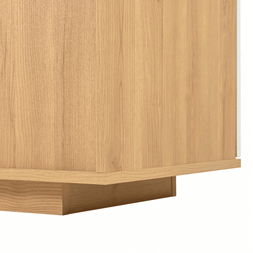 Aparador moderno 160x40x77cm - Com amplo espaço de armazenamento, iluminação LED, 2 portas, 4 gavetas, prateleira de vidro - Natural