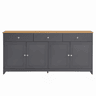Aparador para sala de estar - 4 portas e 3 gavetas - aglomerado de partículas - Preto cinzento