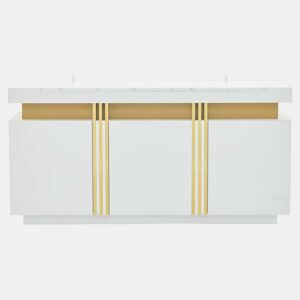 Móvel auxiliar 140x38x70 cm - 3 portas, com compartimentos ajustáveis e costuras platina - Branco