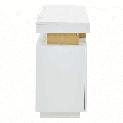 Móvel auxiliar 140x38x70 cm - 3 portas, com compartimentos ajustáveis e costuras platina - Branco