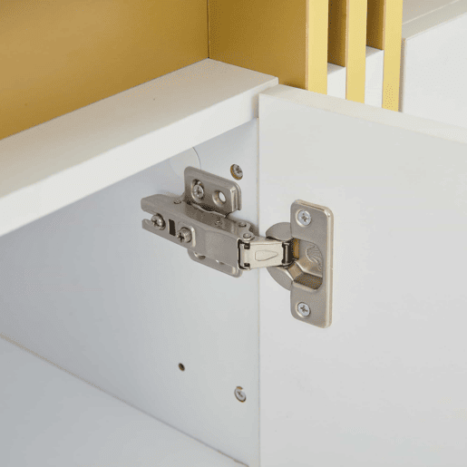 Móvel auxiliar 140x38x70 cm - 3 portas, com compartimentos ajustáveis e costuras platina - Branco