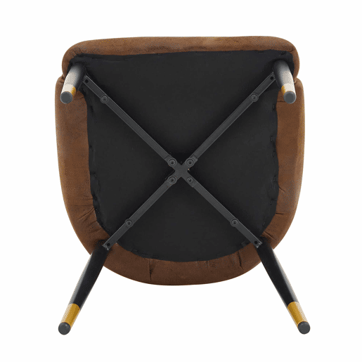 Conjunto de 2 cadeiras de jantar - sem dimensões especificadas - estofadas em tecido técnico castanho, encosto com padrão em forma de raio, estofamento espesso de alta elasticidade, estrutura metálica resistente - castanho e preto