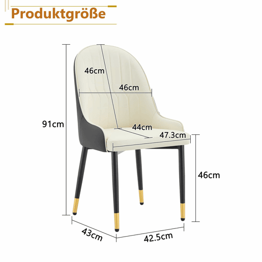 Conjunto de 2 cadeiras em PU, 2 unidades - encosto com padrão em forma de relâmpago, estofamento espesso e altamente elástico - cinzento escuro, branco e preto