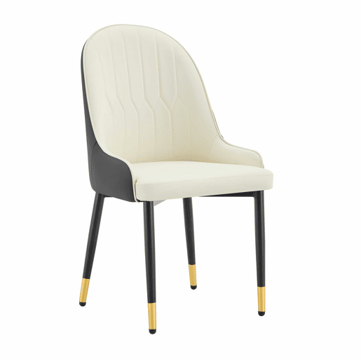 Conjunto de 2 cadeiras em PU, 2 unidades - encosto com padrão em forma de relâmpago, estofamento espesso e altamente elástico - cinzento escuro, branco e preto