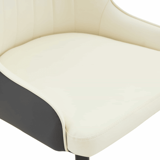 Conjunto de 2 cadeiras em PU, 2 unidades - encosto com padrão em forma de relâmpago, estofamento espesso e altamente elástico - cinzento escuro, branco e preto