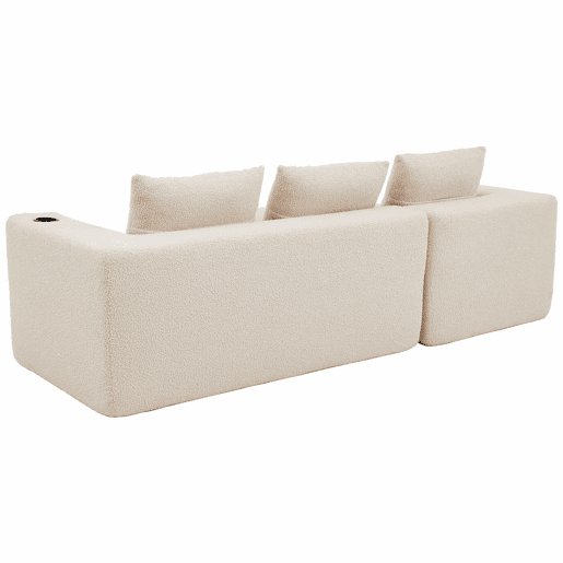 Sofá de canto de 255 cm - clássico, minimalista e confortável, com 3 lugares - bege