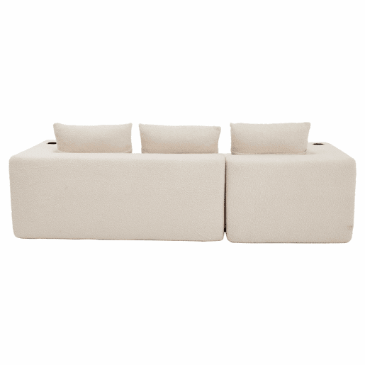 Sofá de canto de 255 cm - clássico, minimalista e confortável, com 3 lugares - bege