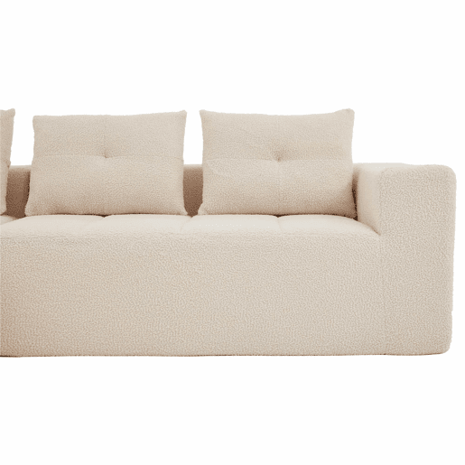 Sofá de canto de 255 cm - clássico, minimalista e confortável, com 3 lugares - bege