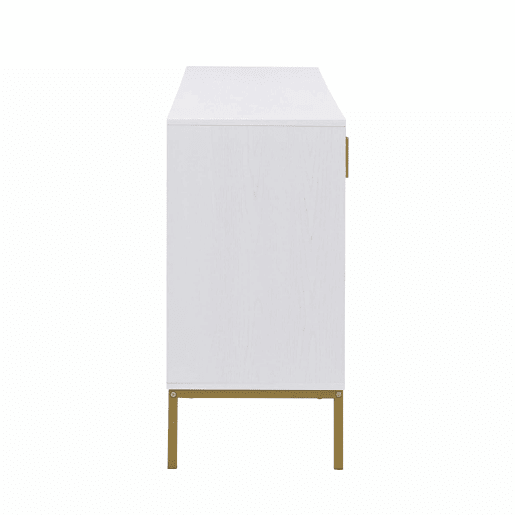 Aparador moderno - com 4 portas, prateleiras ajustáveis e grande capacidade, design elegante em MDF com pés metálicos - branco e dourado