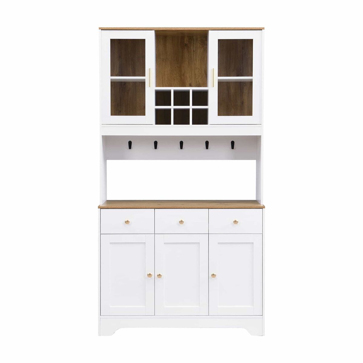Aparador, armario alto 94,5x30x175,5 cm - diseño en madera blanca - para salón y comedor