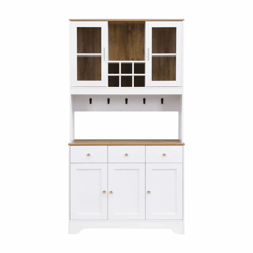 Aparador, armário alto 94,5x30x175,5 cm - design em madeira branca - para sala de estar e sala de jantar