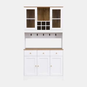 Aparador, armário alto 94,5x30x175,5 cm - design em madeira branca - para sala de estar e sala de jantar