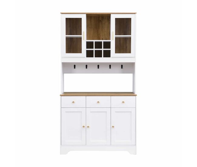 Aparador, armario alto 94,5x30x175,5 cm - diseño en madera blanca - para salón y comedor