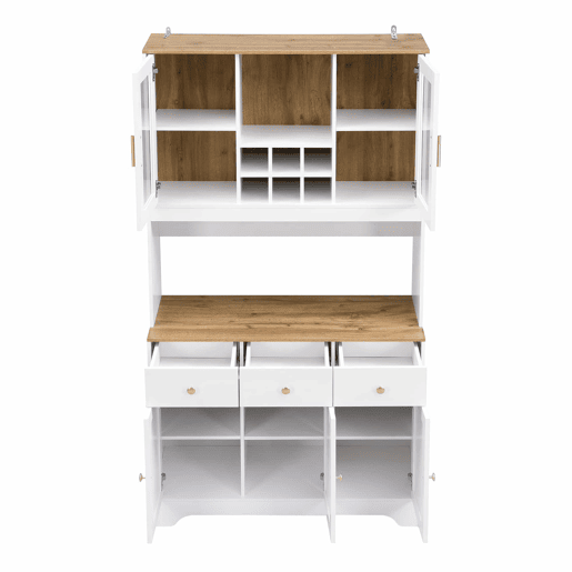 Aparador, armário alto 94,5x30x175,5 cm - design em madeira branca - para sala de estar e sala de jantar