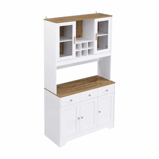 Aparador, armário alto 94,5x30x175,5 cm - design em madeira branca - para sala de estar e sala de jantar