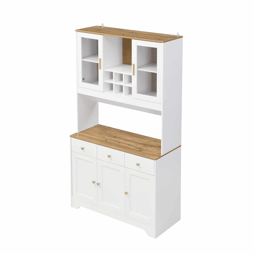 Aparador, armário alto 94,5x30x175,5 cm - design em madeira branca - para sala de estar e sala de jantar
