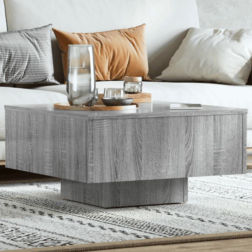 Mesa de Centro, Mesa baixa, 60x60x31,5 cm derivados de madeira cinza sonoma
