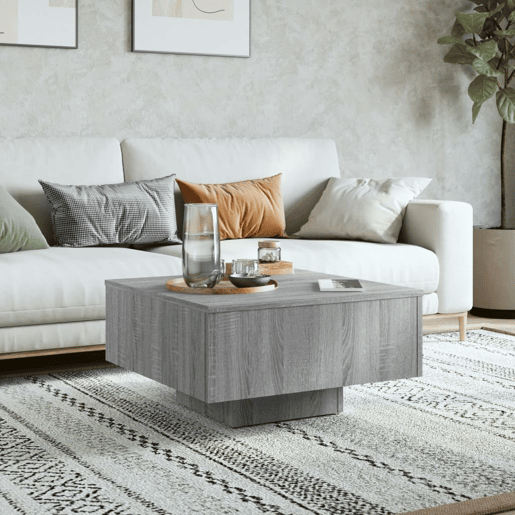 Mesa de Centro, Mesa baixa, 60x60x31,5 cm derivados de madeira cinza sonoma