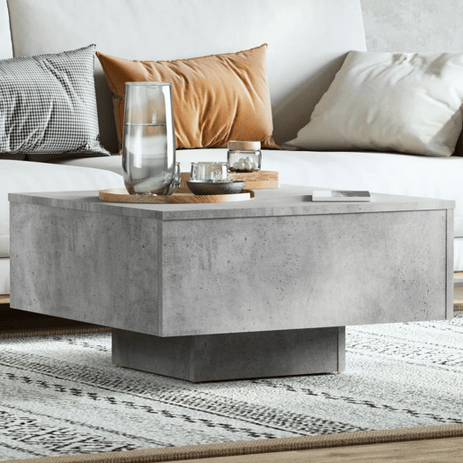 Mesa de Centro, Mesa baixa, 60x60x31,5 cm derivados de madeira cinza cimento
