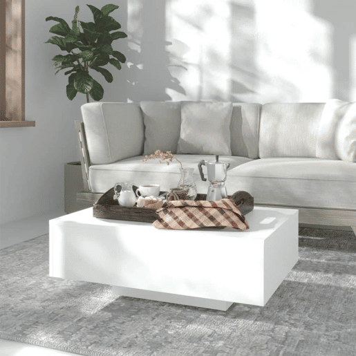 Mesa de Centro, Mesa baixa, 85x55x31 cm contraplacado branco