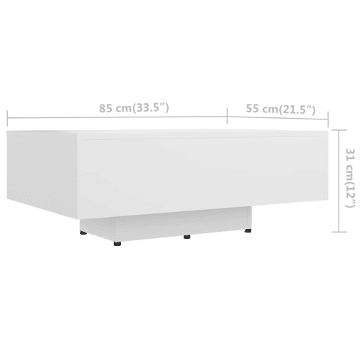 Mesa de Centro, Mesa baixa, 85x55x31 cm contraplacado branco