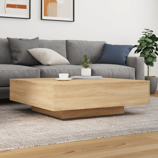 Mesa de Centro, Mesa baixa, 100x100x31 cm derivados madeira carvalho sonoma