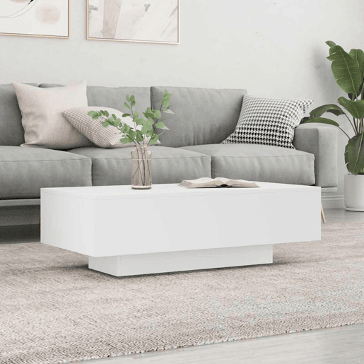 Mesa de Centro, Mesa baixa, 100x49,5x31 cm derivados de madeira branco