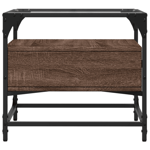 Mesa de Centro, Mesa baixa, c topo vidro 50x50x45 cm carvalho castanho aço
