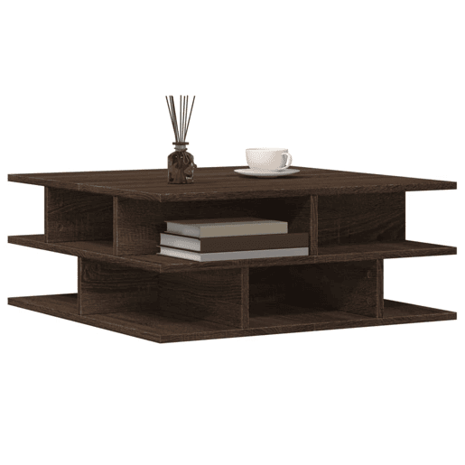 Mesa de Centro, Mesa baixa, 70x70x29 cm derivados madeira carvalho castanho