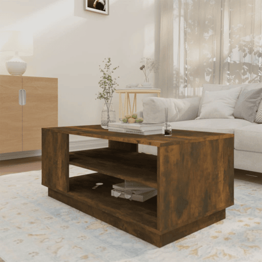Mesa de Centro, Mesa baixa, 102x55x43 cm derivados madeira carvalho fumado