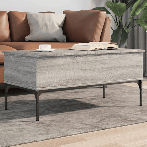 Mesa de Centro, Mesa baixa, 100x50x45cm derivados madeirametal cinza sonoma