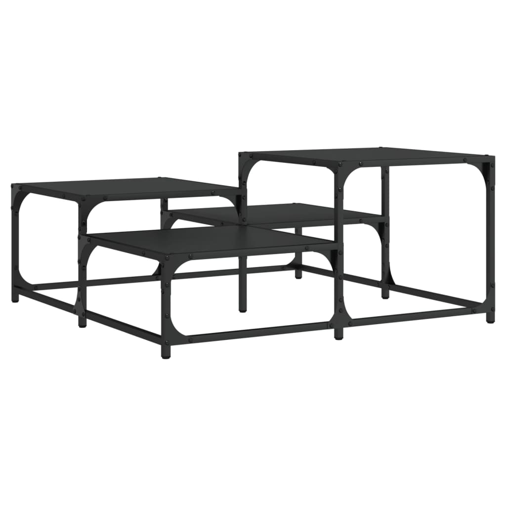 mesa de cafe - mesa de centro madera de ingenieria negra 875x875x40 cm