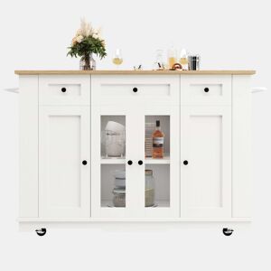 Ilha de cozinha - divisórias removíveis - com bancada - Branco