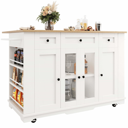 Ilha de cozinha - divisórias removíveis - com bancada - Branco