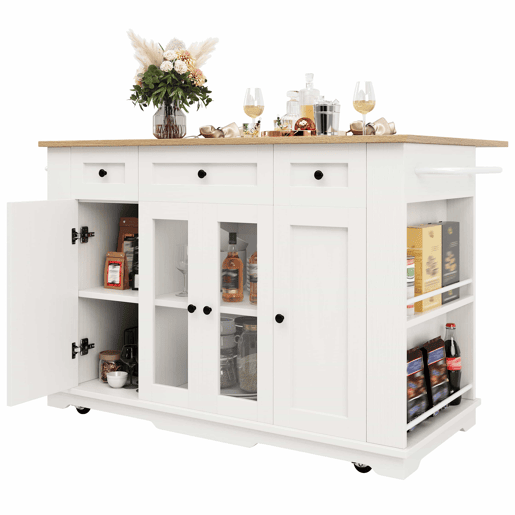 Ilha de cozinha - divisórias removíveis - com bancada - Branco