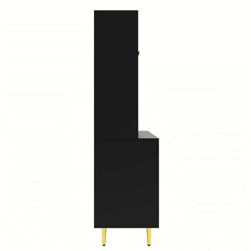 Armário de sala de jantar 145x39x171 cm - portas de vidro perfurado, prateleira para copos de vinho, armazenamento em várias camadas - preto com detalhes dourados