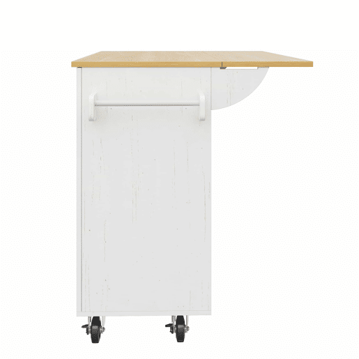 Ilha de cozinha moderna - Armário de cozinha, aparador, carrinho de refeições em madeira, mesa multifuncional com arrumação - Branco