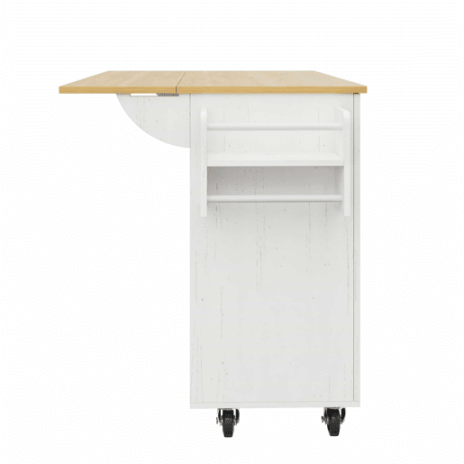 Ilha de cozinha moderna - Armário de cozinha, aparador, carrinho de refeições em madeira, mesa multifuncional com arrumação - Branco