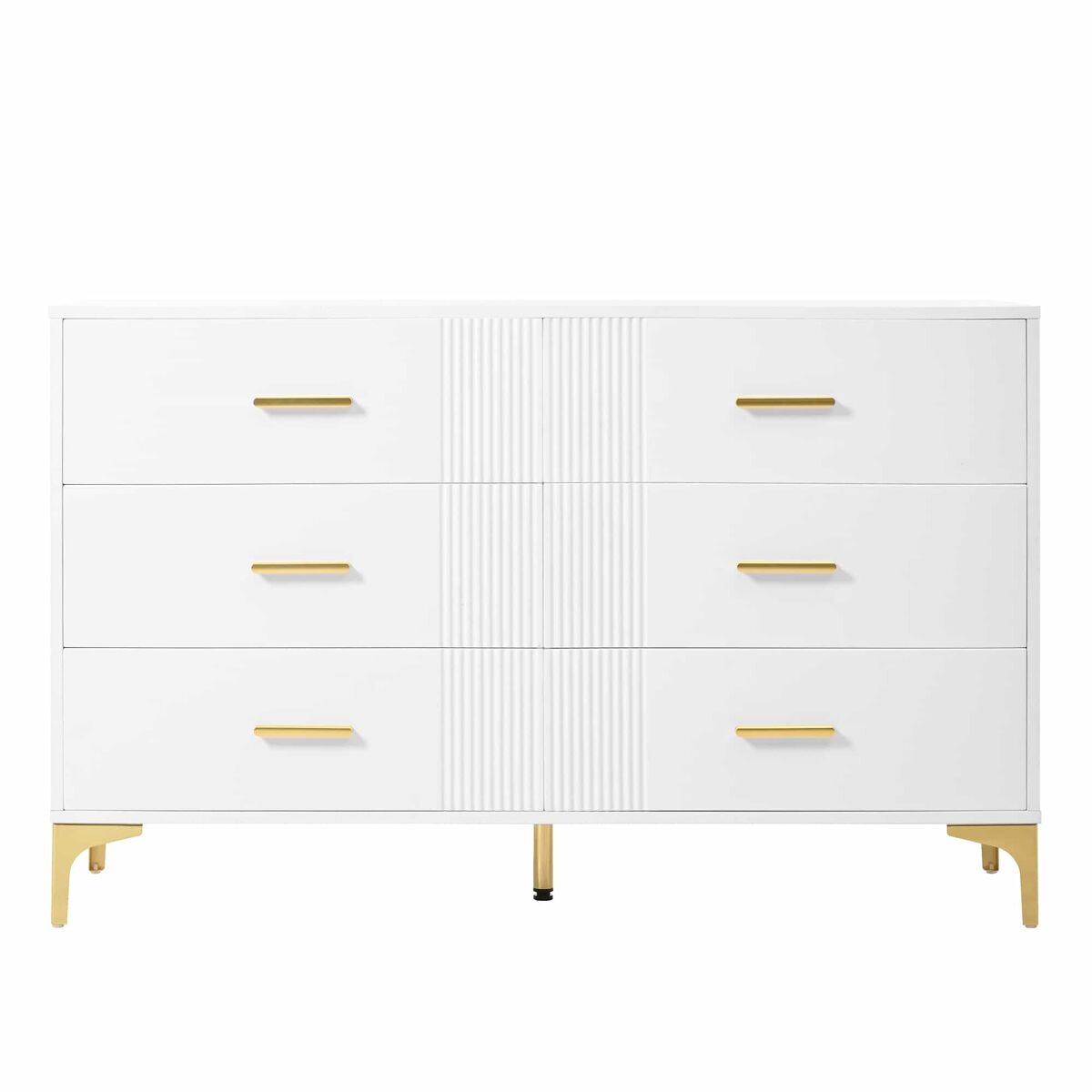 Commode 120x40x76 cm - kommode mit 6 schubladen - weiß